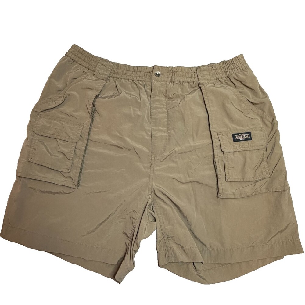 Guide Gear Cargo Shorts Mens XL Khaki Tan 100% Nylon Fishing Hiking